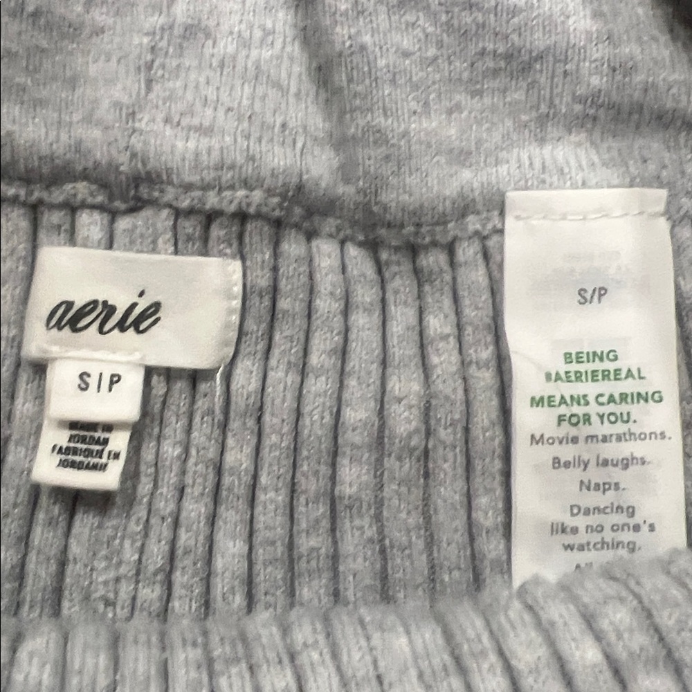 Aerie Light Gray Ribbed Wide Leg 2 piece set - Picture 4 of 5